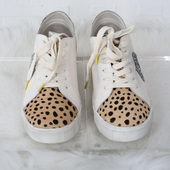Dolce Vita Zaga Leopard Calf Hair Leather Sneakers - Picture 2 of 13